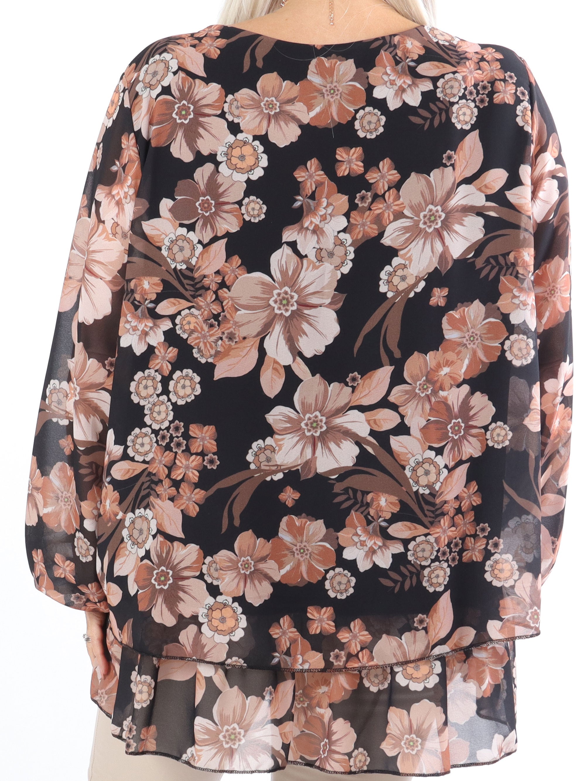 Wicky - Söt plus size tunika med blommönster - Army